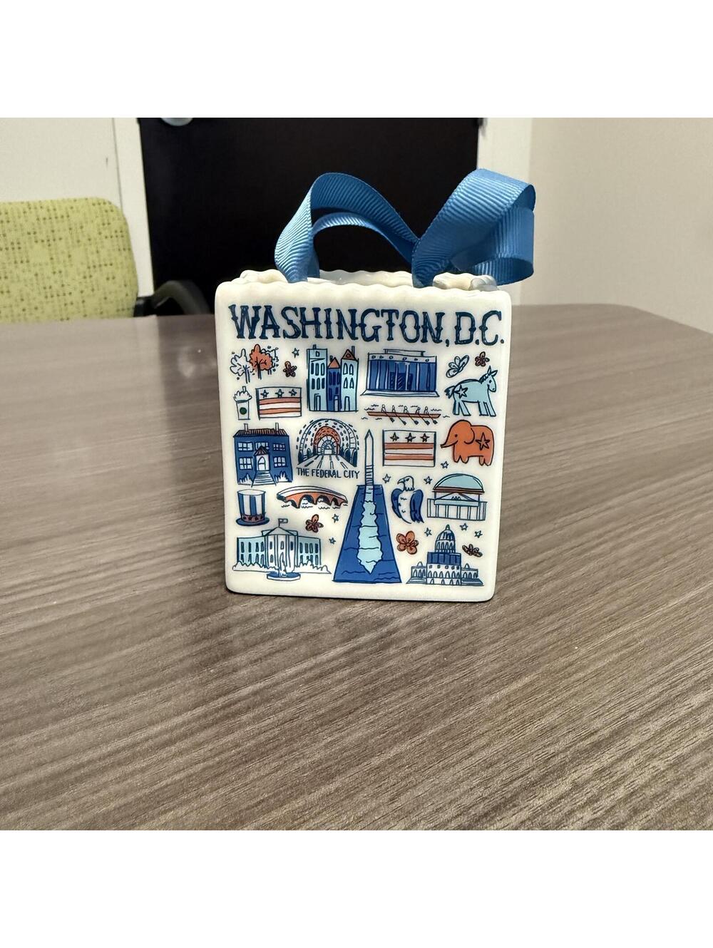 Starbucks Ceramic Christmas Holiday Ornament Tote Bag Washington DC Been There